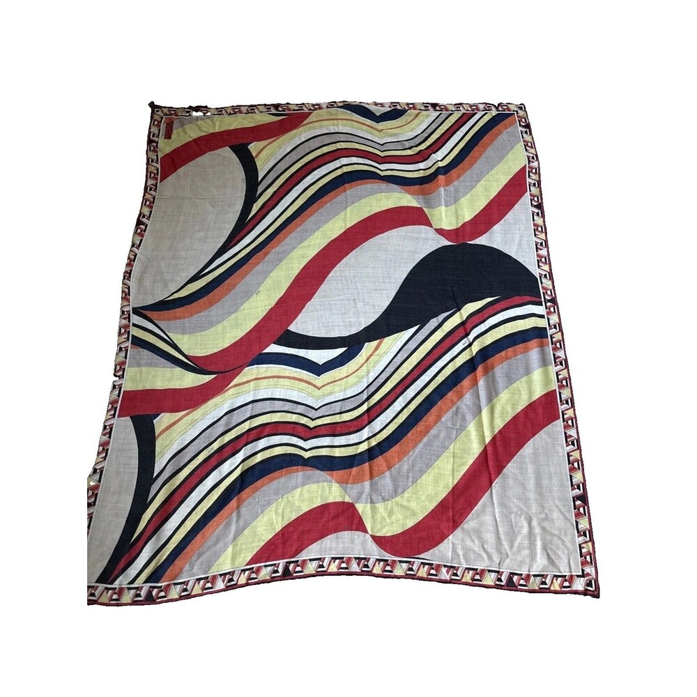 Authentic EMILIO PUCCI Abstract Printed WOOL SILK Large Scarf Rectangle